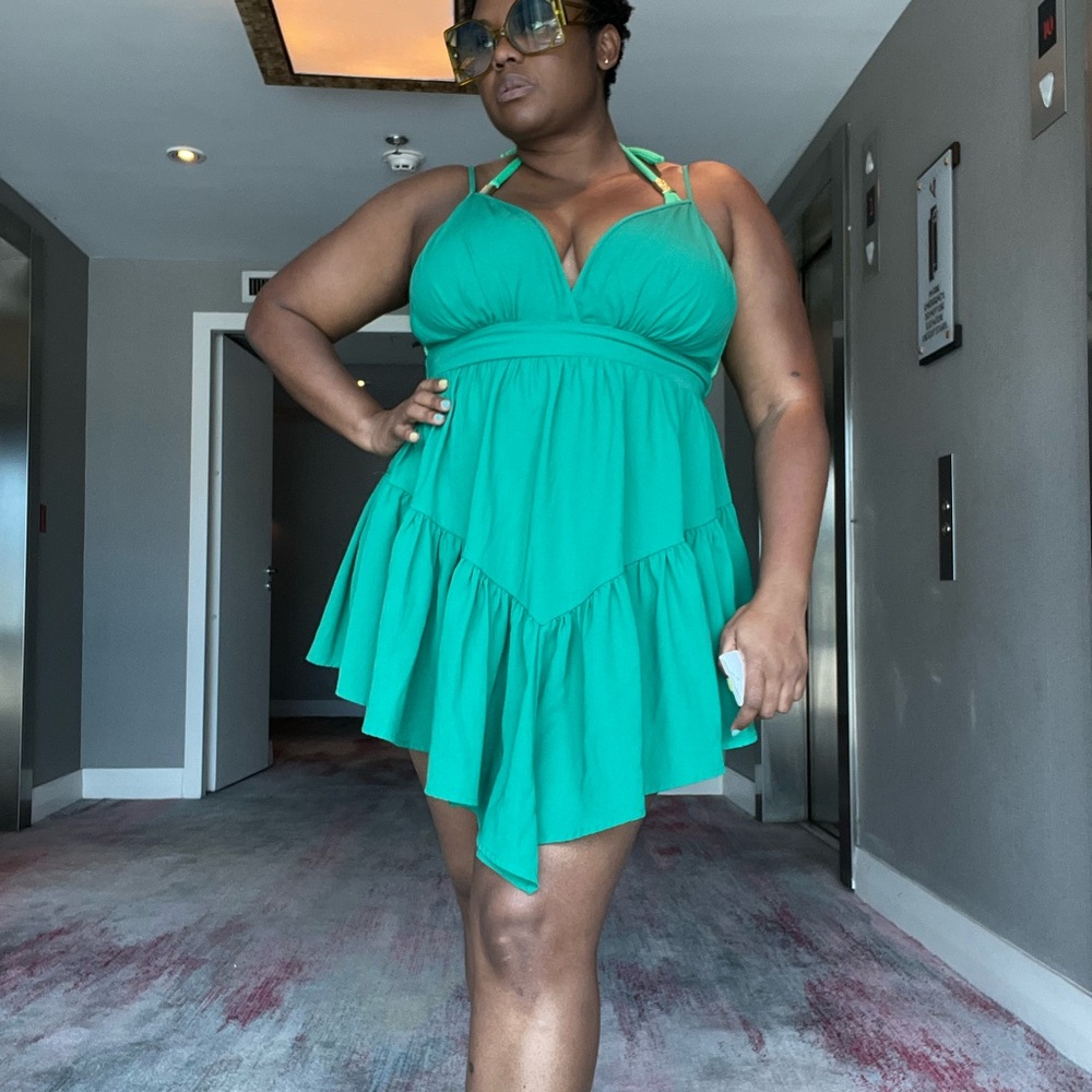 SHEIN Green High Low Dress